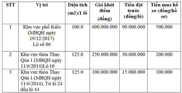 Thông báo đấu giá quyền sử dụng đất