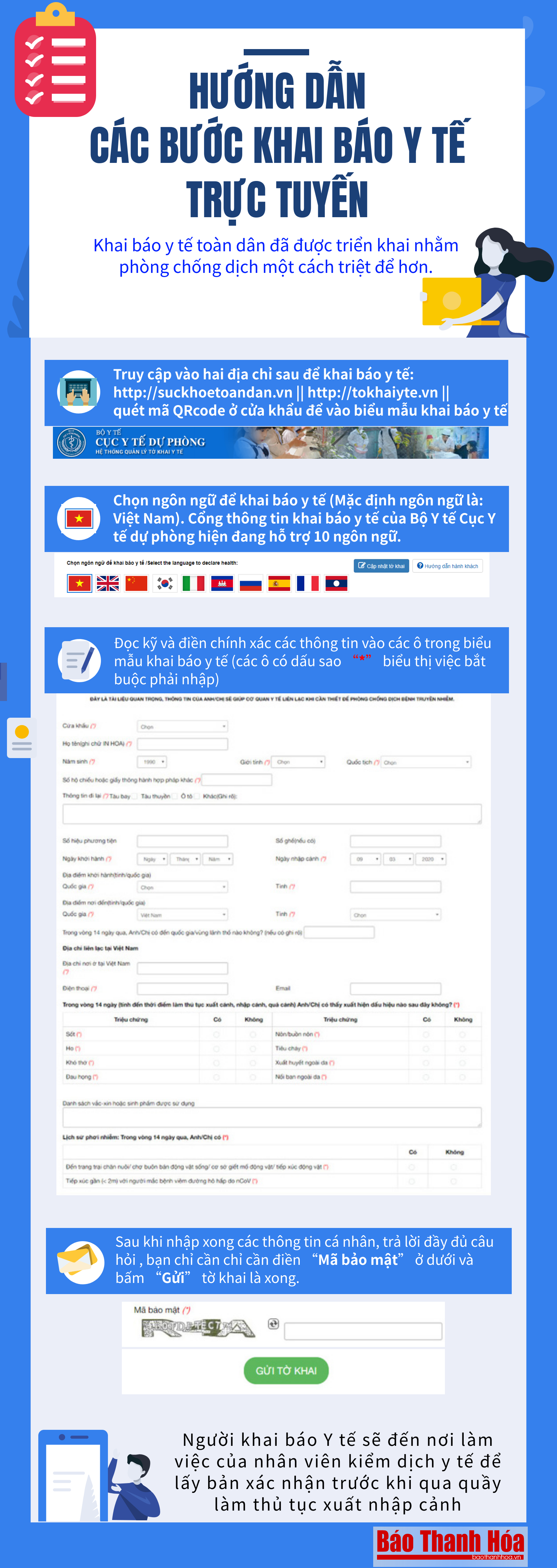 [Infographics] - Hướng dẫn các bước khai báo y tế trực tuyến