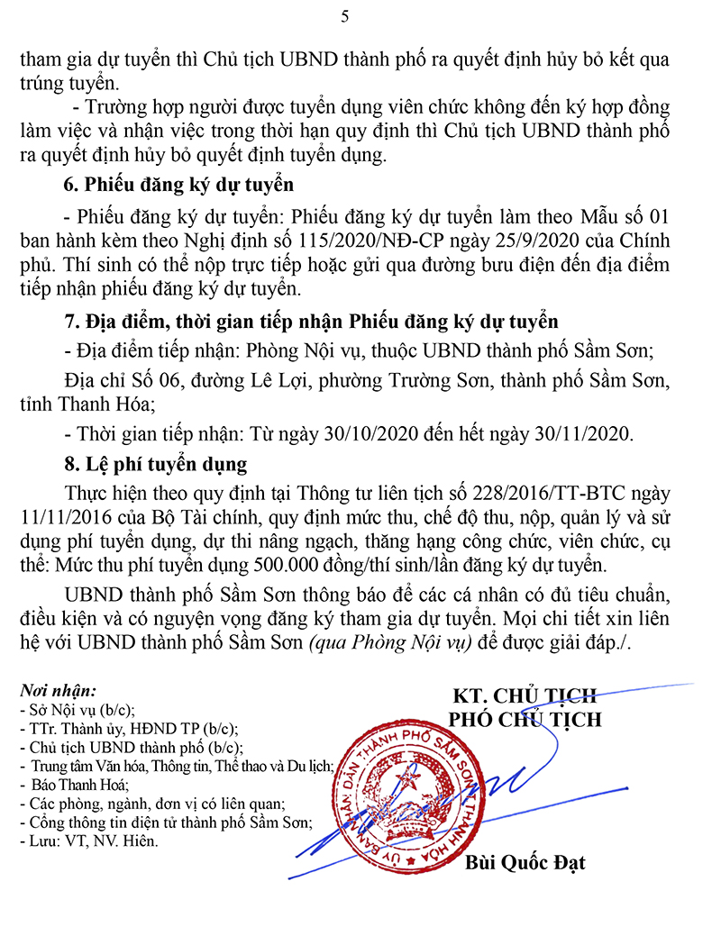 TP Sầm Sơn tuyển dụng viên chức Trung tâm Văn hóa, Thông tin, Thể thao và Du lịch thành phố Sầm Sơn