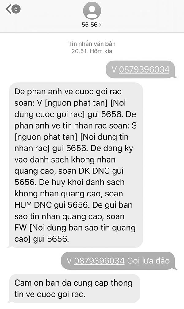 Để xử lý triệt để tin nhắn, cuộc gọi rác