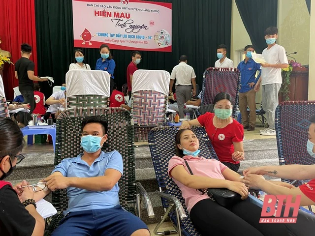 Huyện Quảng xương tổ chức hiến máu tình nguyện khắc phục tình trạng khan hiếm máu trong dịch, bệnh COVID-19
