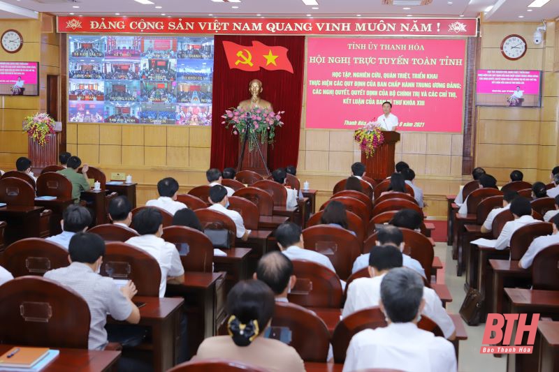 Hội nghị trực tuyến toàn tỉnh học tập, quán triệt triển khai thực hiện các quy định của BCH Trung ương, các nghị quyết, quyết định của Bộ Chính trị và các chỉ thị, kết luận của Ban Bí thư khóa XIII