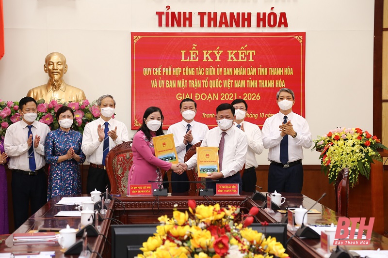 Ký kết Quy chế phối hợp công tác giữa UBND tỉnh và Ủy ban MTTQ tỉnh Thanh Hóa, giai đoạn 2021-2026