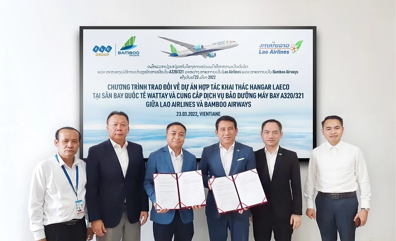 Bamboo Airways ký kết hợp tác khai thác xưởng bảo dưỡng máy bay và bảo dưỡng máy bay với Lao Airlines