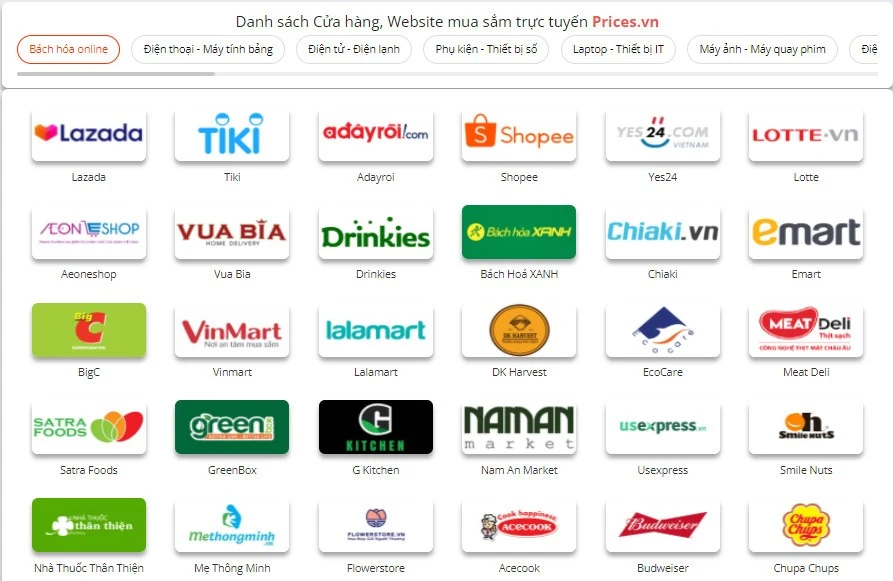 Săn mã giảm giá và hoàn tiền Tiki, Lazada, Shopee miễn phí tại Prices.vn