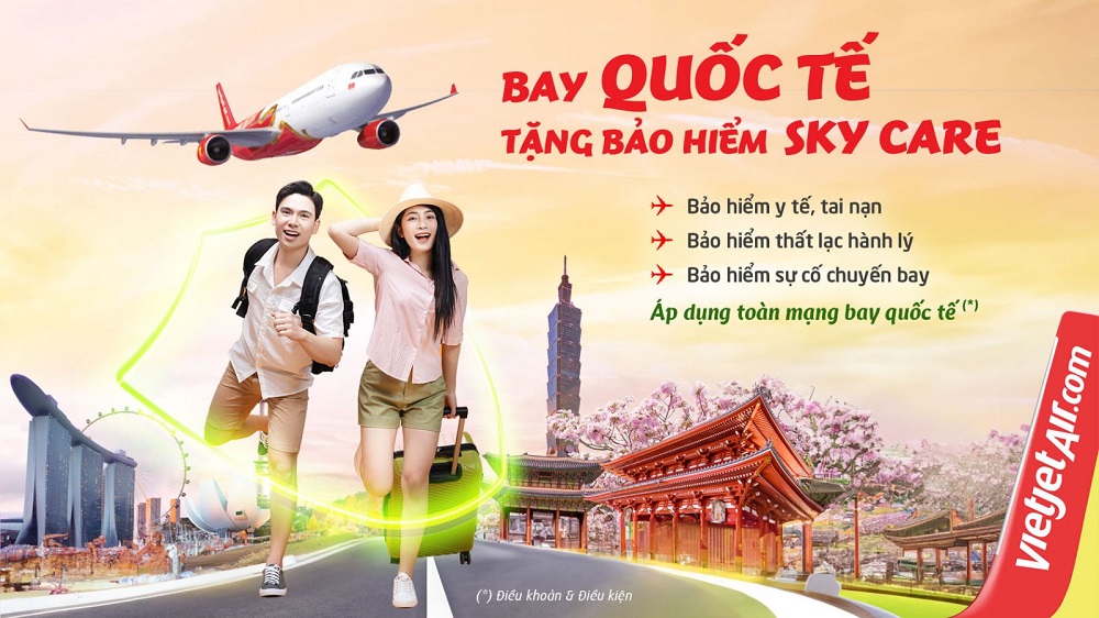 Bay quốc tế an tâm với Bảo hiểm Sky Care miễn phí từ Vietjet