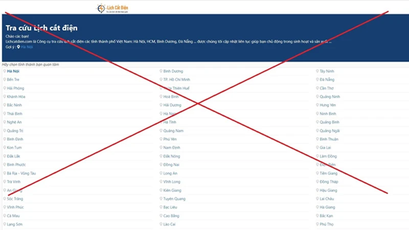Xuất hiện website lạ thông tin sai về lịch ngừng, giảm cung cấp điện
