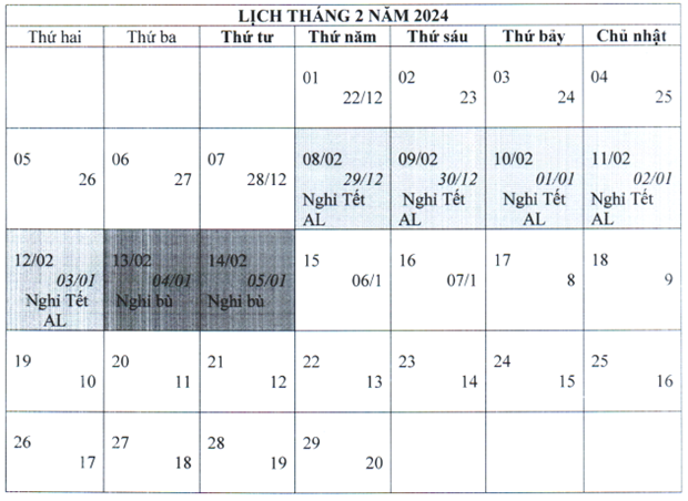 Bộ Nội vụ thống nhất nghỉ Tết Nguyên đán 2024 kéo dài 7 ngày