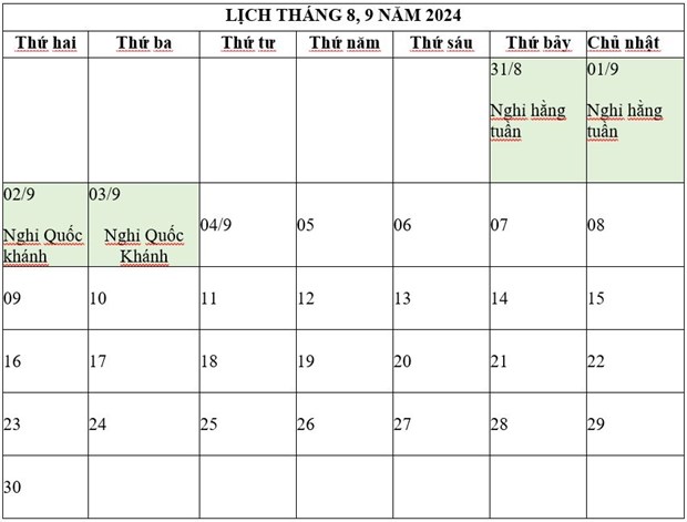 Trình Chính phủ phương án nghỉ Tết Âm lịch và Lễ Quốc khánh năm 2024