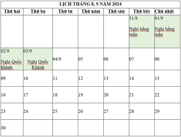 Trình Chính phủ phương án nghỉ Tết Âm lịch và Lễ Quốc khánh năm 2024