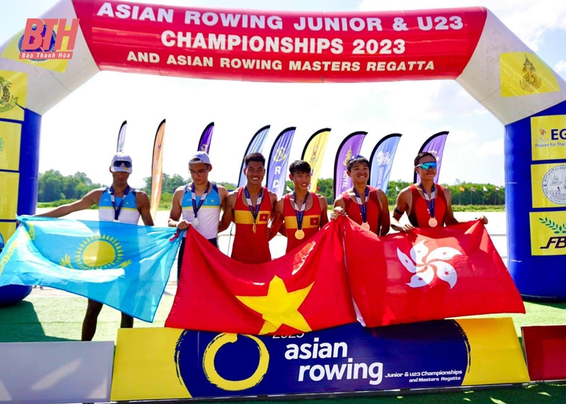 VĐV Đinh Thế Đức của Thanh Hóa giành 2 HCV tại Giải vô địch rowing trẻ và U23 châu Á năm 2023