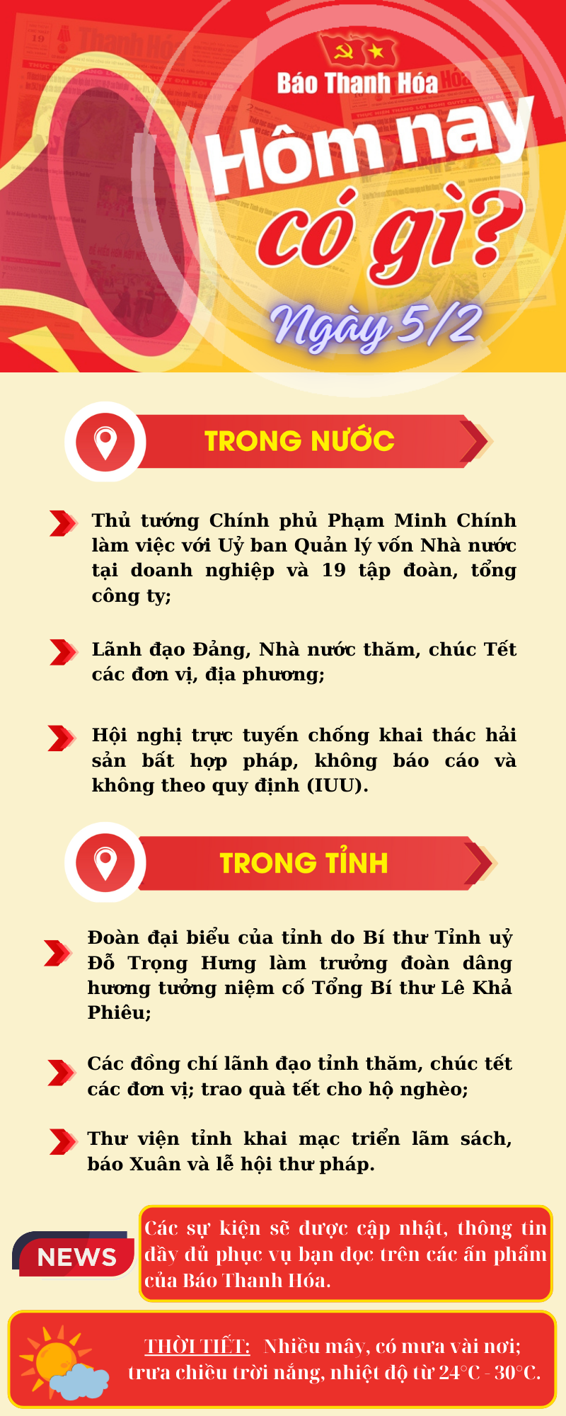 Hôm nay có gì? - Sự kiện nổi bật ngày 5/2/2024