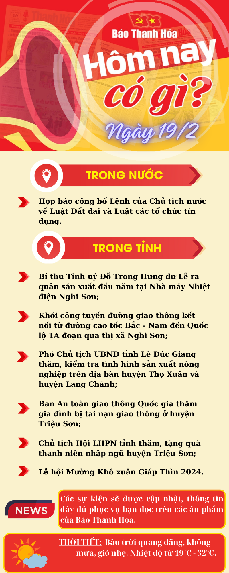 Hôm nay có gì? - Sự kiện nổi bật ngày 19/2/2024