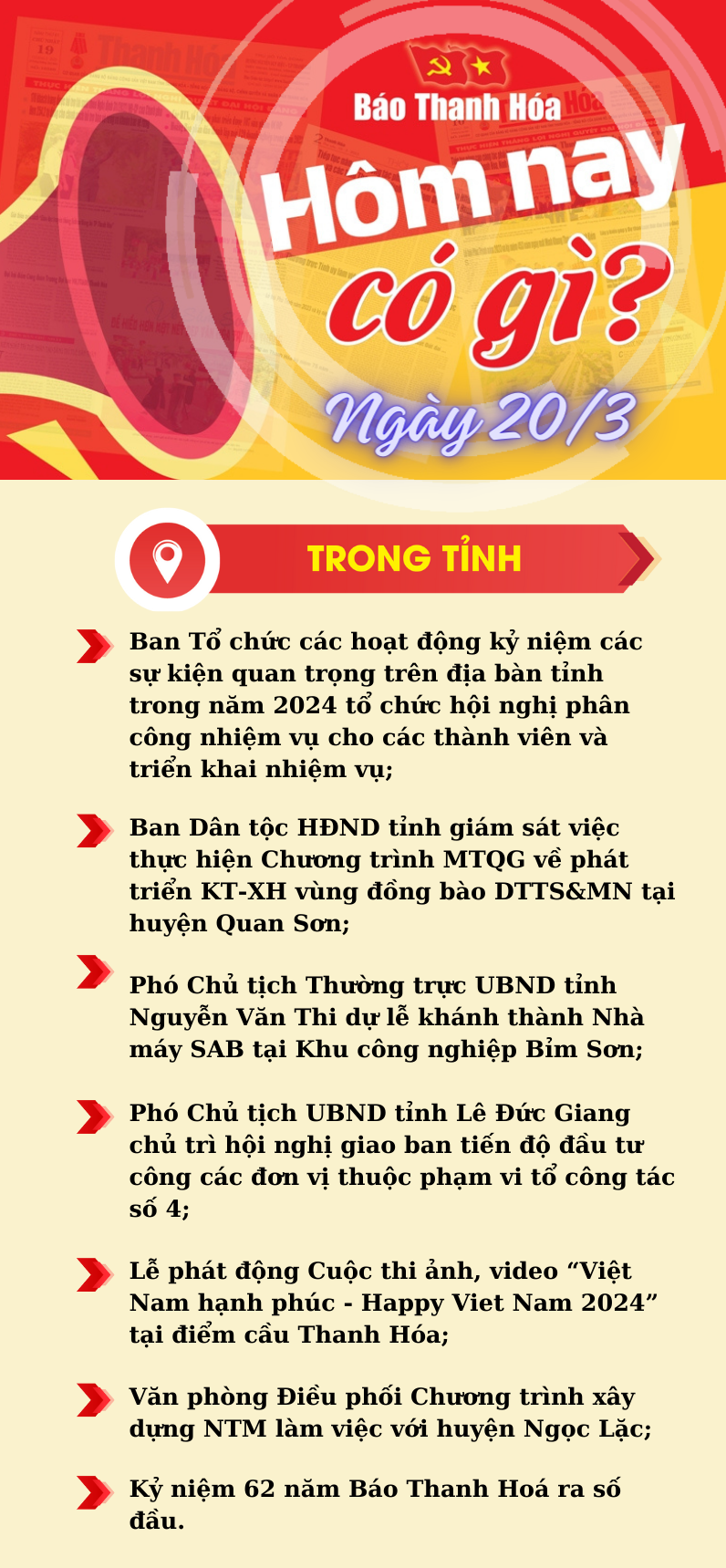 Hôm nay có gì? - Sự kiện nổi bật ngày 20/3/2024
