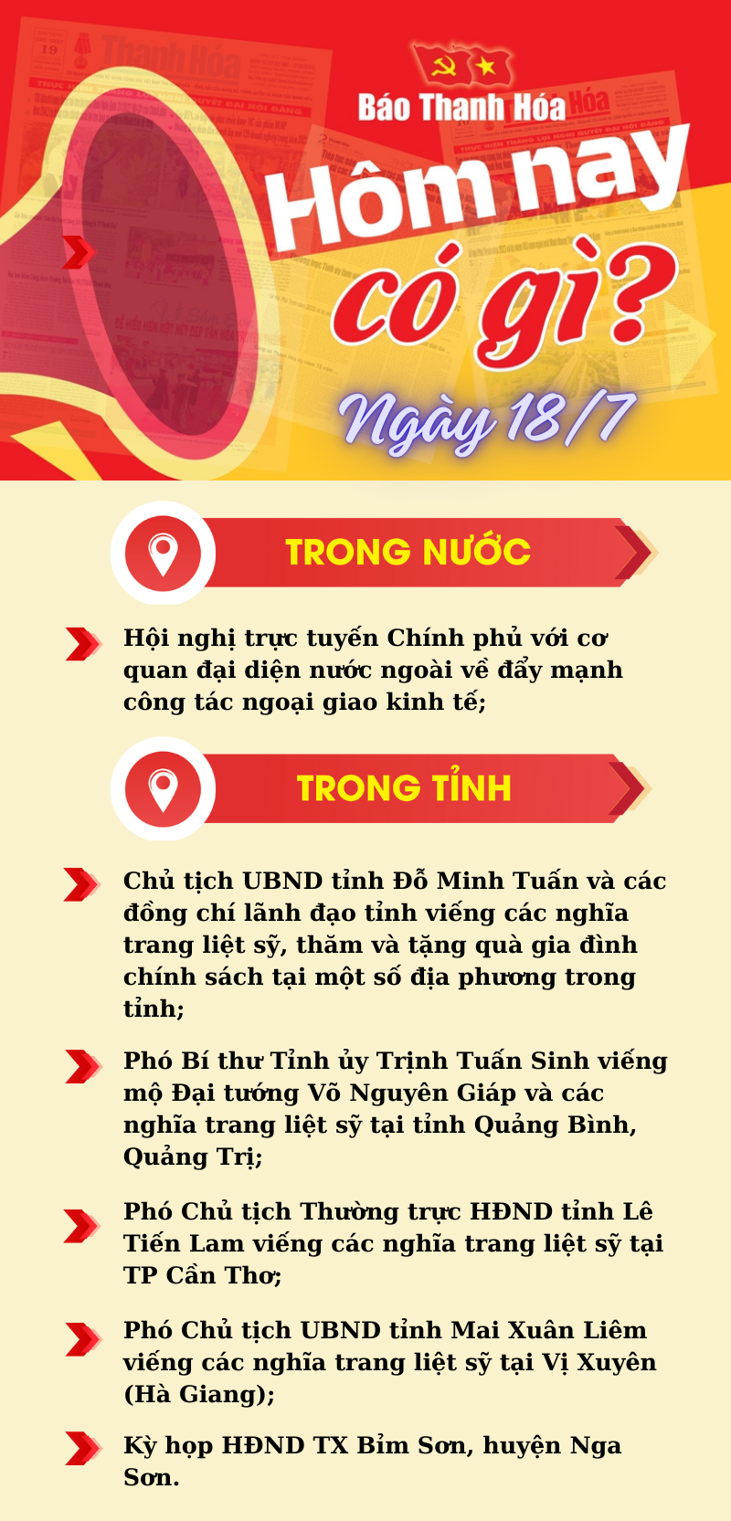 Hôm nay có gì? - Sự kiện nổi bật ngày 18/7/2024