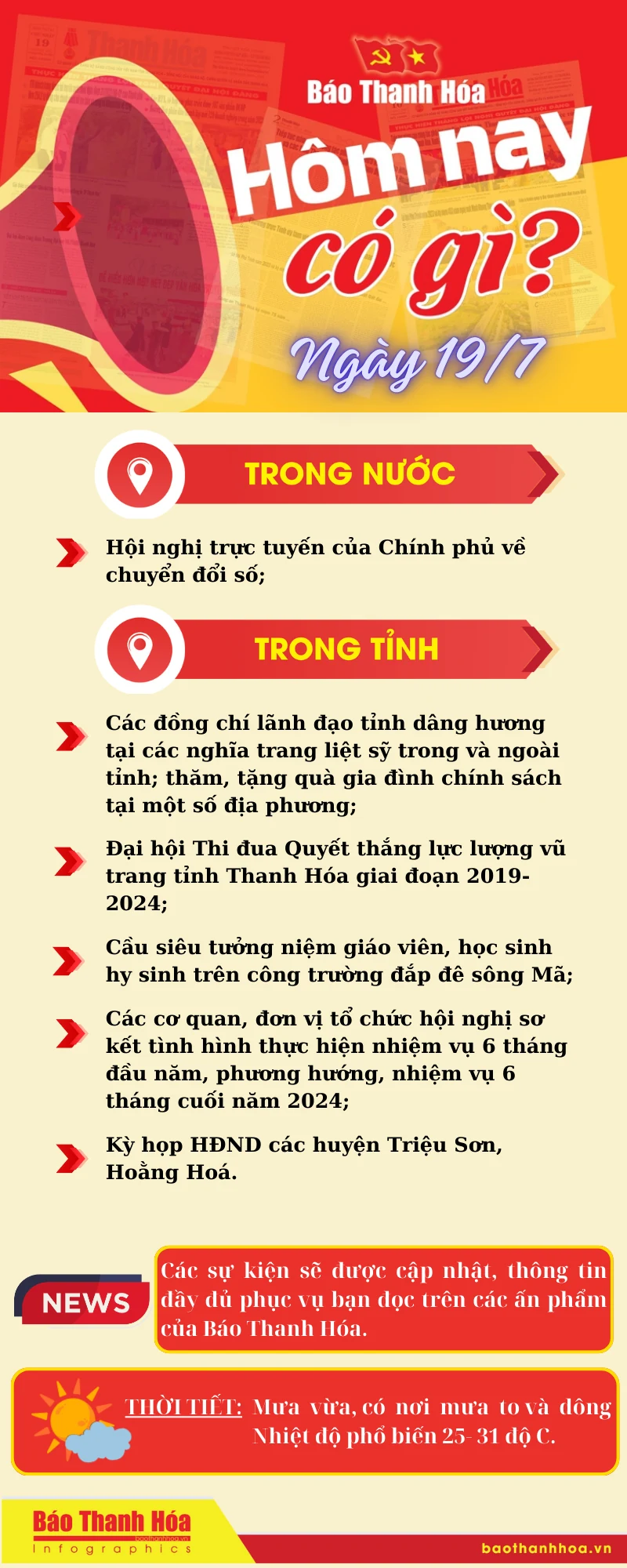 Hôm nay có gì? - Sự kiện nổi bật ngày 19/7/2024