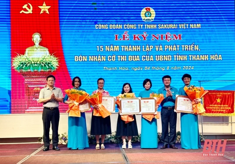 Công đoàn Công ty TNHH Sakurai Việt Nam kỷ niệm 15 năm thành lập và phát triển, đón nhận Cờ thi đua của UBND tỉnh