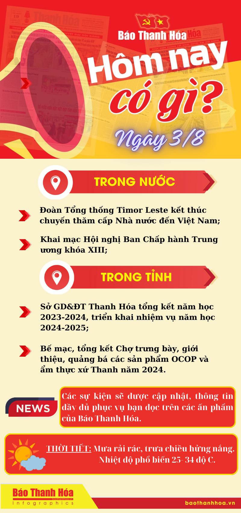 Hôm nay có gì? - Sự kiện nổi bật ngày 3/8/2024