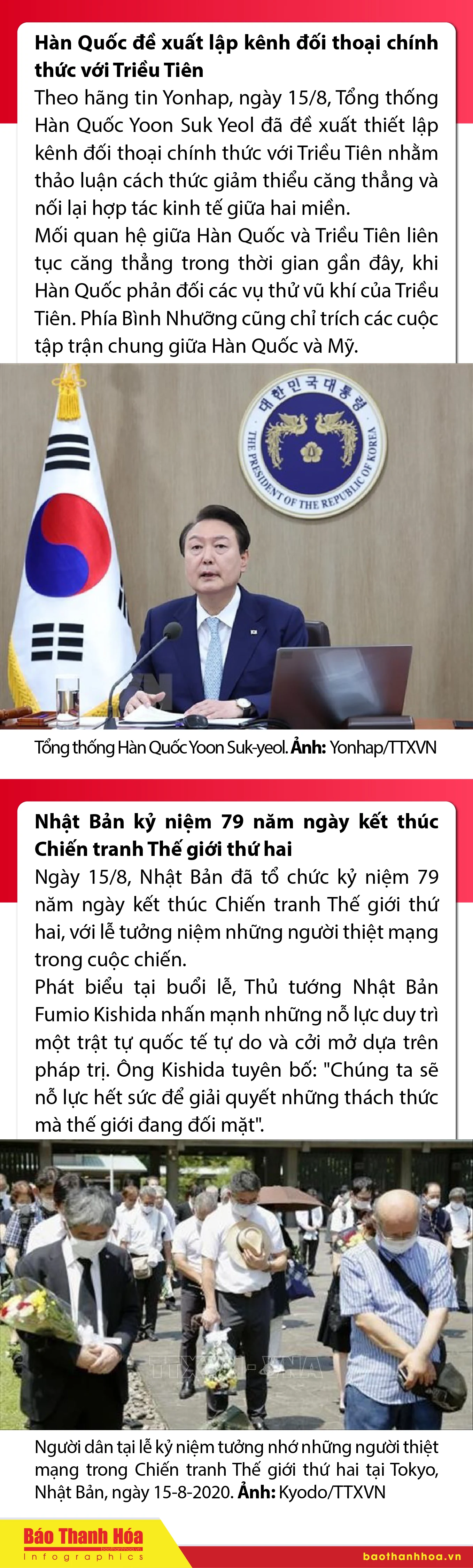 Sự kiện nổi bật trong nước, quốc tế ngày 15/8