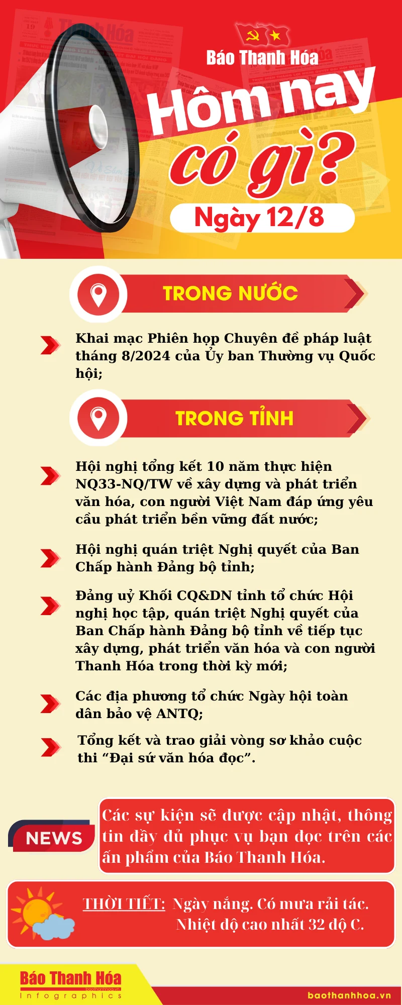 Hôm nay có gì? - Sự kiện nổi bật ngày 12/8/2024