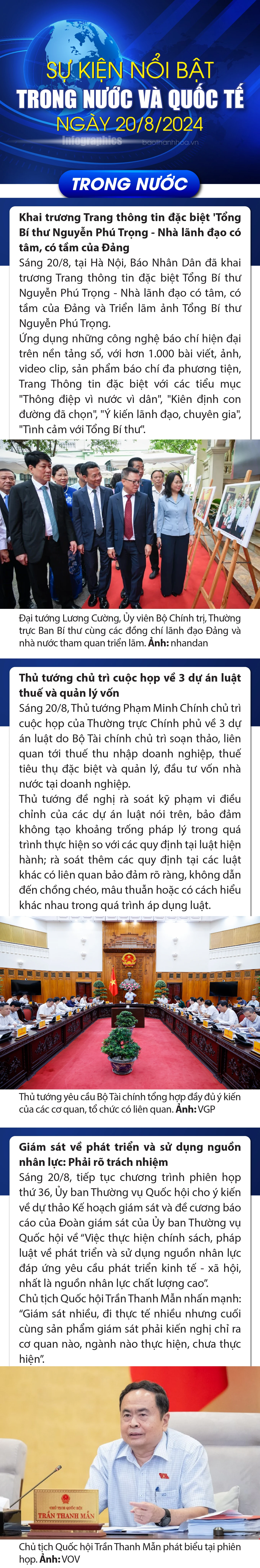 Sự kiện nổi bật trong nước, quốc tế ngày 20/8