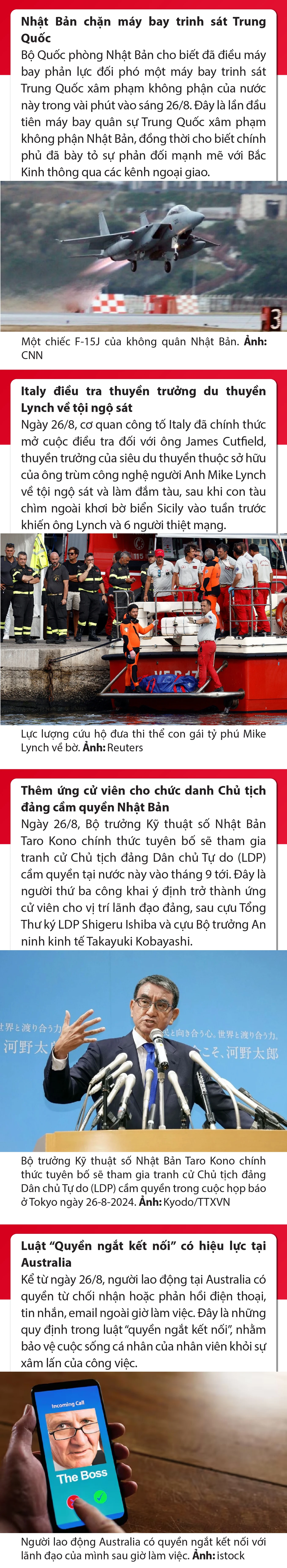 Sự kiện nổi bật trong nước, quốc tế ngày 26/8