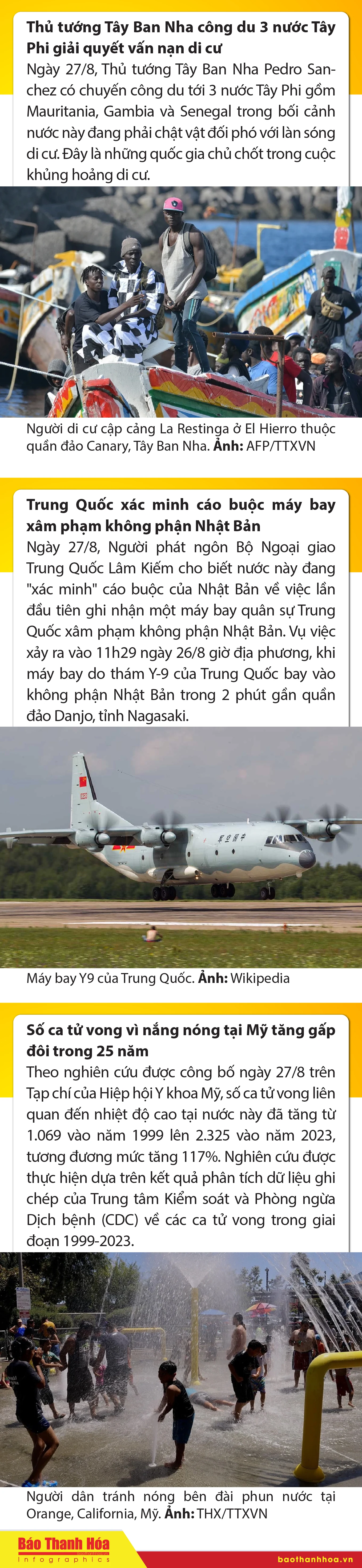 Sự kiện nổi bật trong nước, quốc tế ngày 27/8