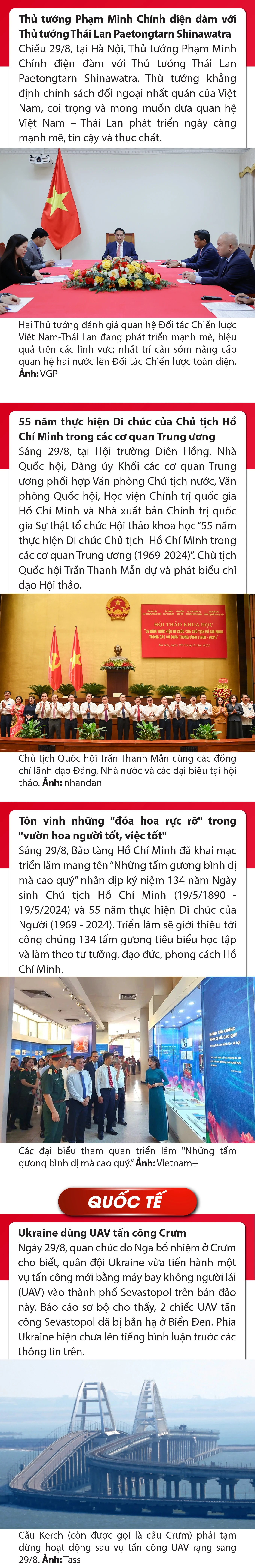 Sự kiện nổi bật trong nước, quốc tế ngày 29/8