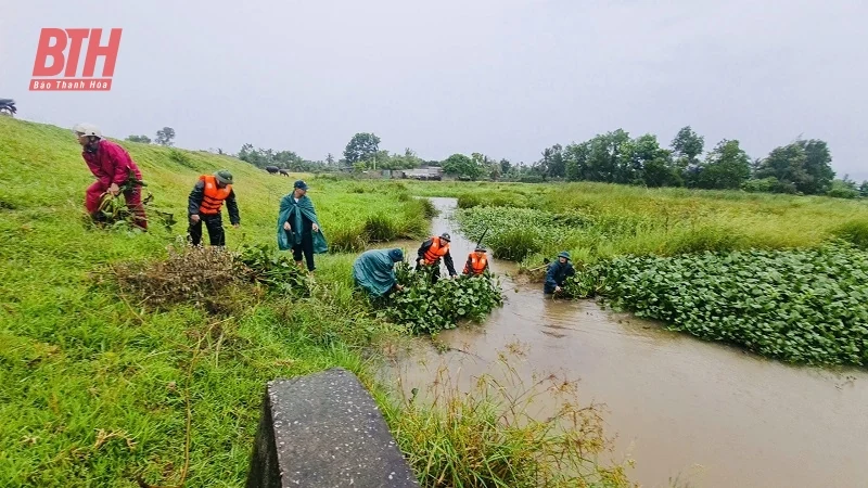 Nông Cống huy động gần 200 cán bộ, chiến sĩ, dân quân tự vệ giúp dân phòng, chống và khắc phục ảnh hưởng của cơn bão số 3