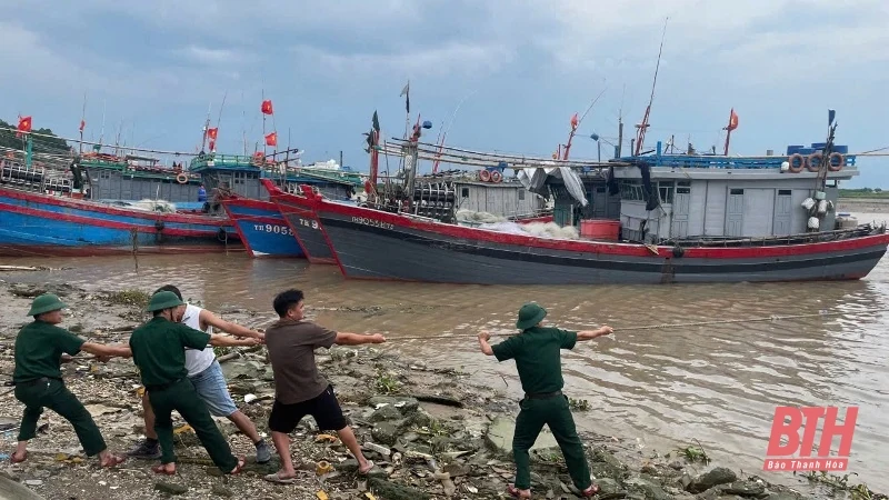 Các lực lượng tích cực hỗ trợ ngư dân đưa tàu thuyền về nơi tránh trú bão an toàn