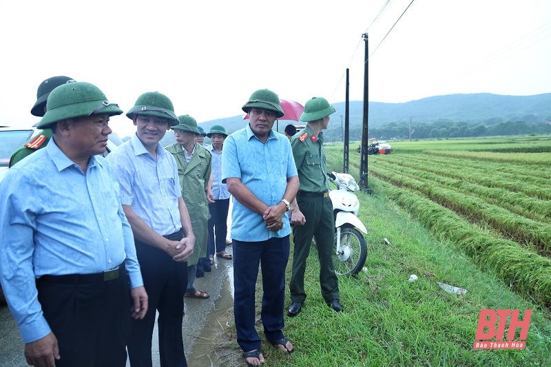 Phó Chủ tịch Thường trực UBND tỉnh Nguyễn Văn Thi kiểm tra phòng, chống lụt bão tại huyện Hà Trung và Thạch Thành