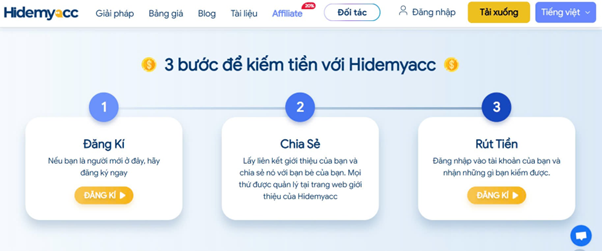 Dùng Hidemyacc kiếm tiền từ affiliate marketing như thế nào?