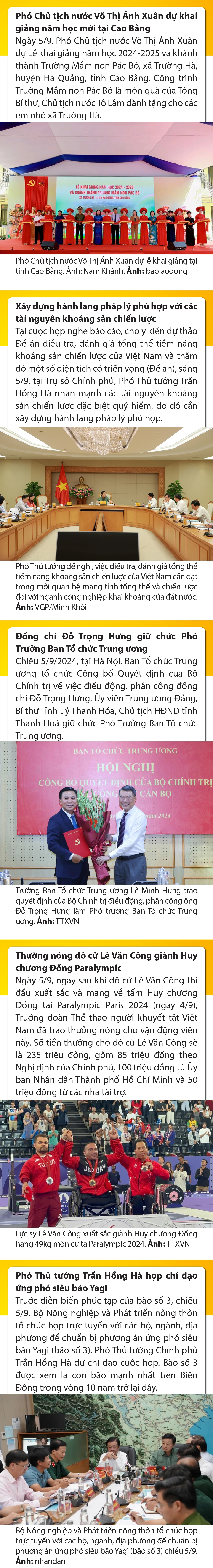 Sự kiện nổi bật trong nước, quốc tế ngày 5/9