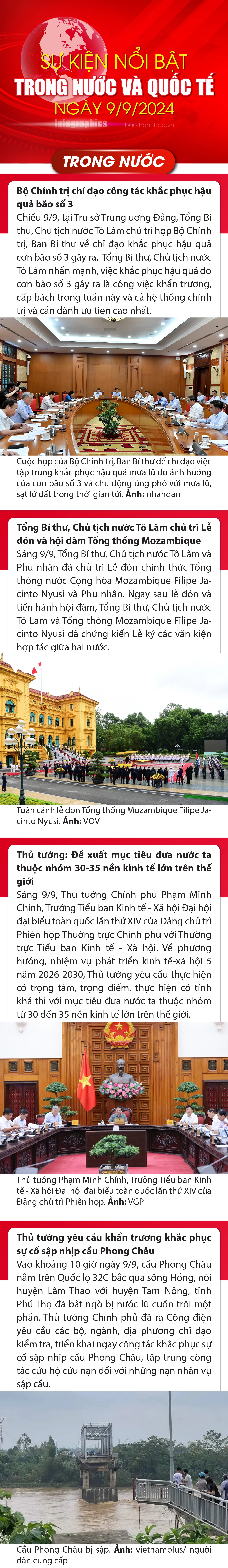 Sự kiện nổi bật trong nước, quốc tế ngày 9/9
