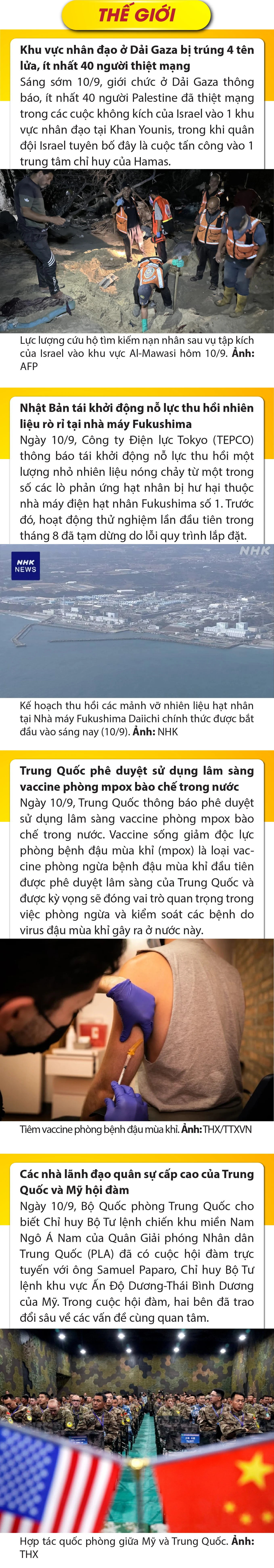 Sự kiện nổi bật trong nước, quốc tế ngày 10/9