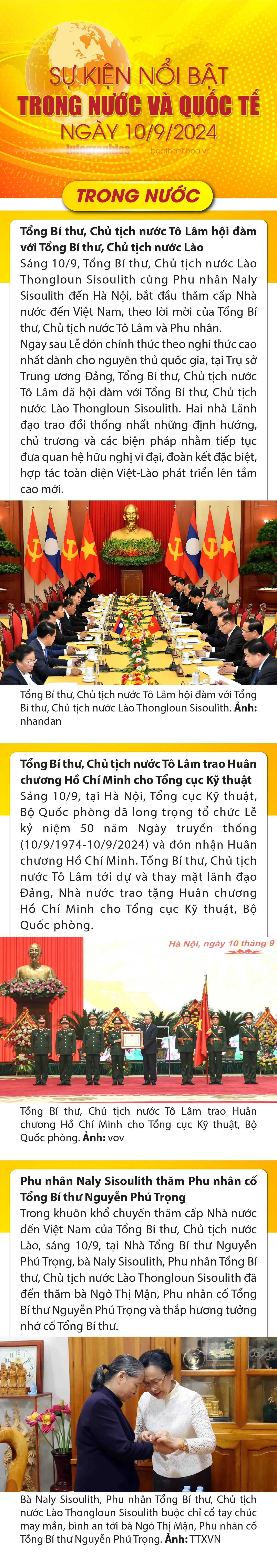 Sự kiện nổi bật trong nước, quốc tế ngày 10/9