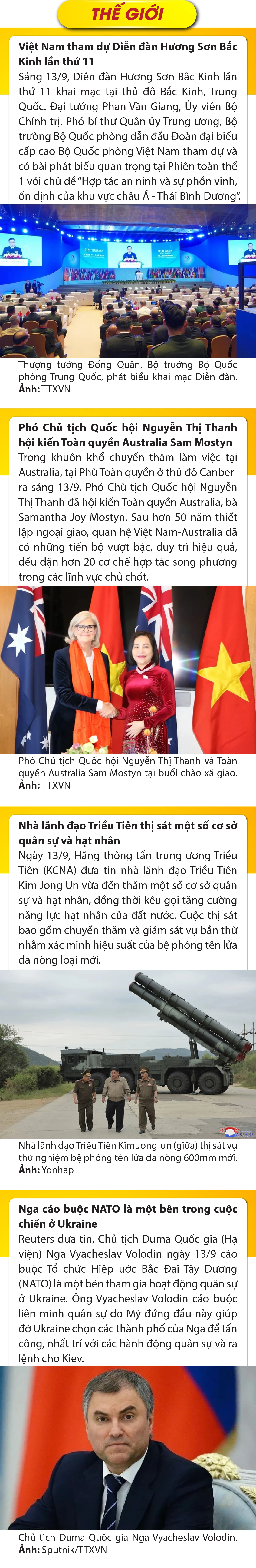 Sự kiện nổi bật trong dang nhap m88, quốc tế ngày 13/9
