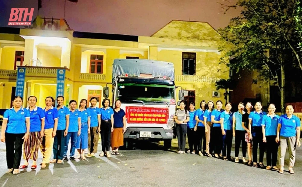 Hội LHPN thị xã Nghi Sơn và Quảng Xương trao hỗ trợ nhân dân các tỉnh Lào Cai, Yên Bái tổng trị giá gần 1,3 tỷ đồng