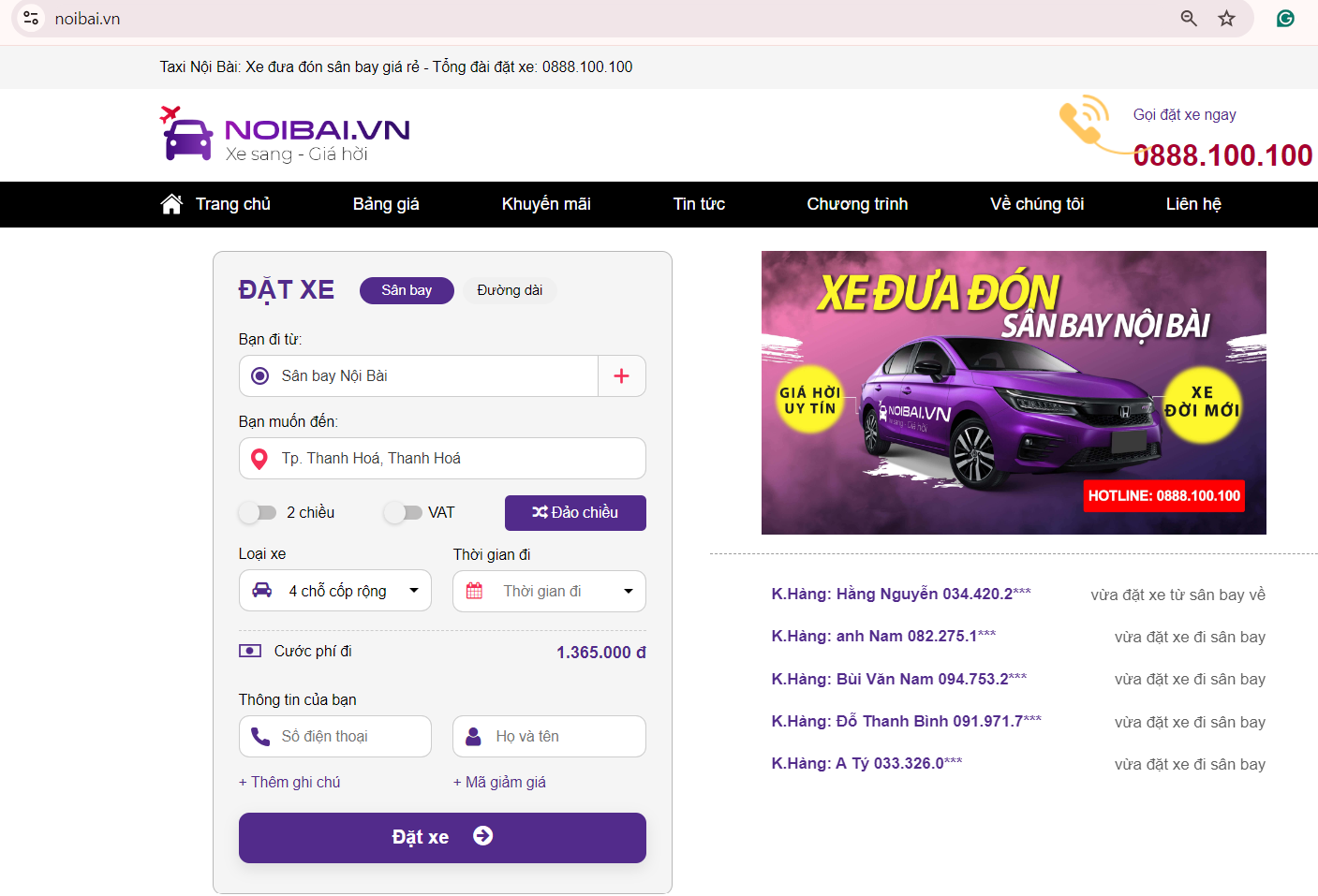 Ngày càng nhiều hành khách lựa chọn Taxi Nội Bài đi Thanh Hóa
