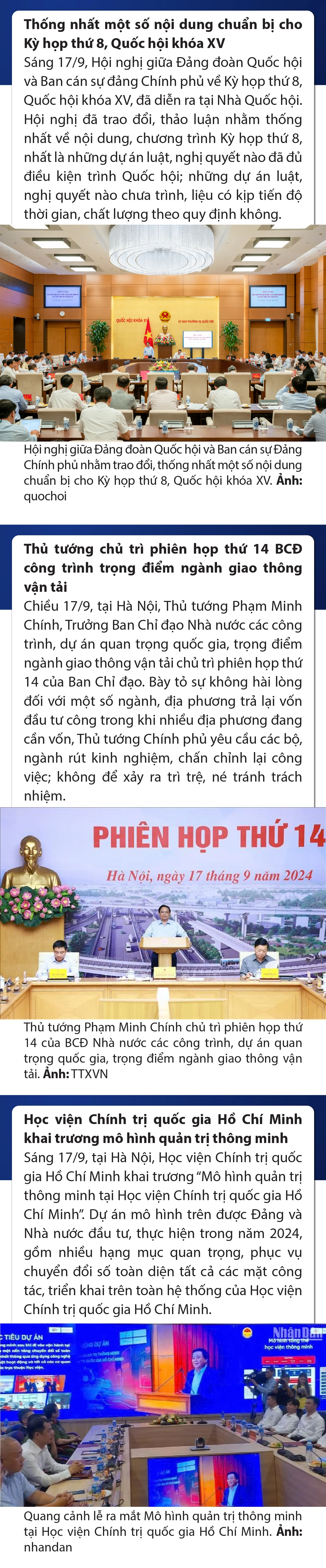 Sự kiện nổi bật trong nước, quốc tế ngày 17/9