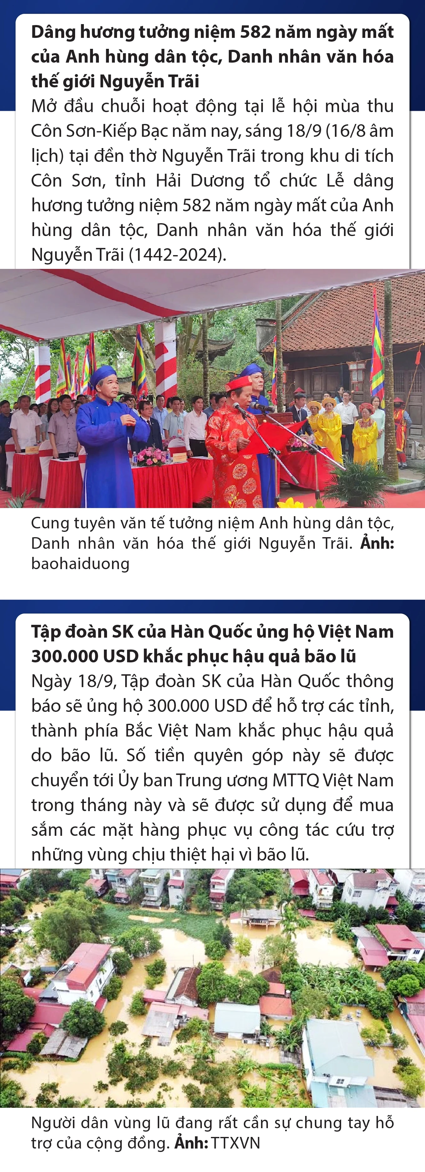 Sự kiện nổi bật trong nước, cá cược bóng đá m88 tế ngày 18/9
