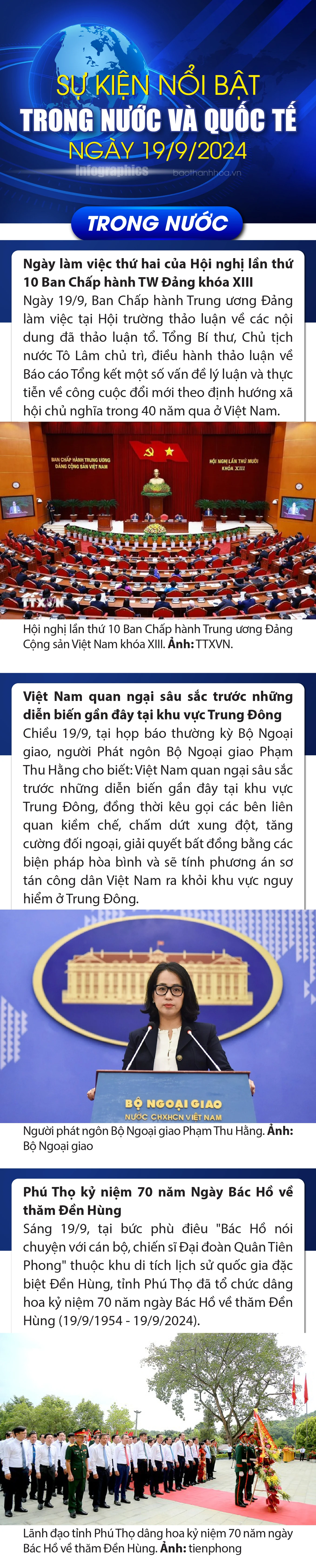 Sự kiện nổi bật trong nước, quốc tế ngày 19/9