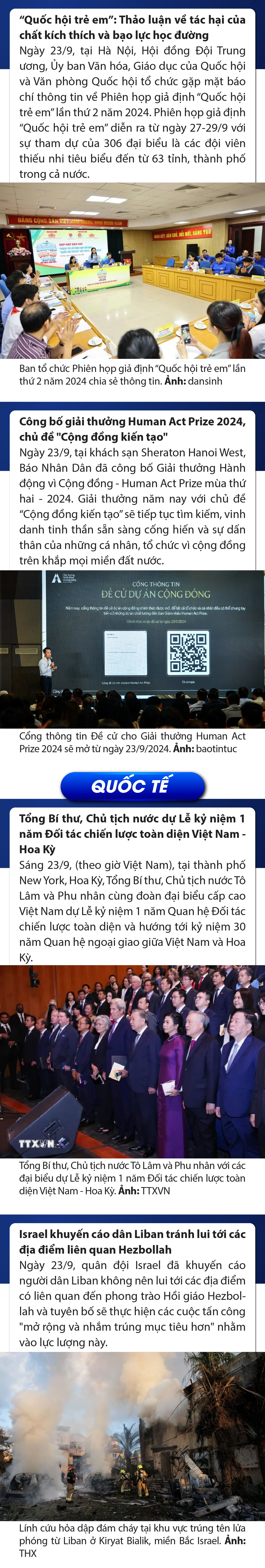 Sự kiện nổi bật trong nước, quốc tế ngày 23/9