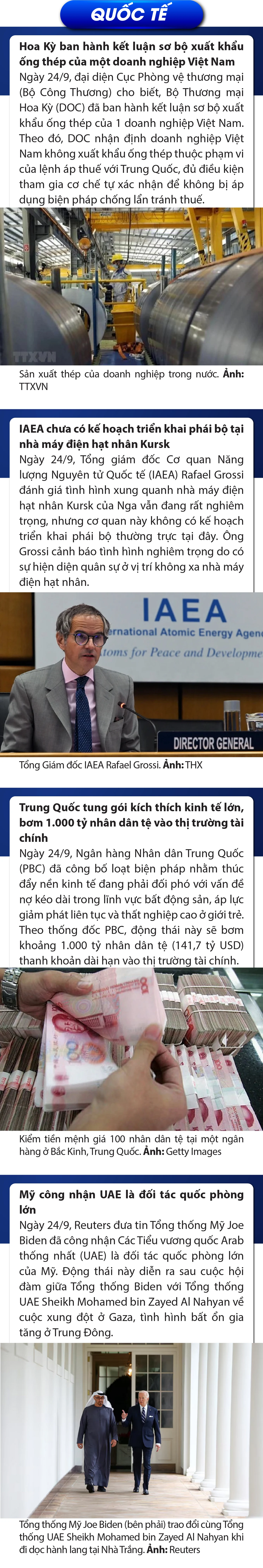 Sự kiện nổi bật trong nước, quốc tế ngày 24/9