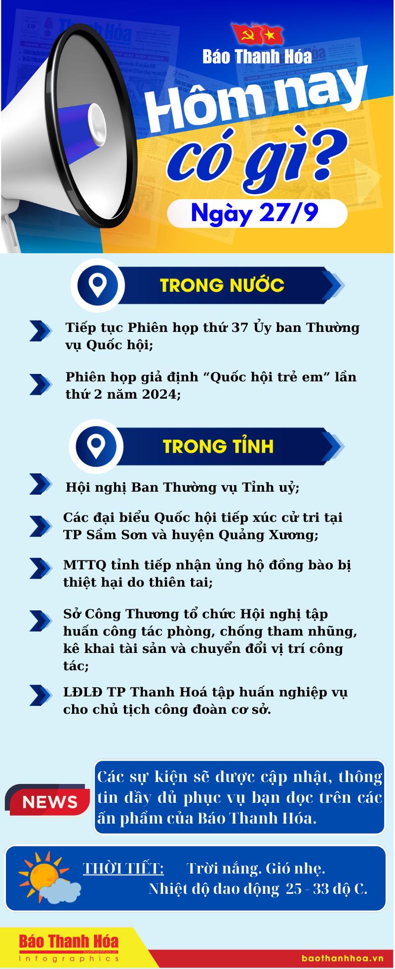 Hôm nay có gì? - Sự kiện nổi bật ngày 27/9/2024
