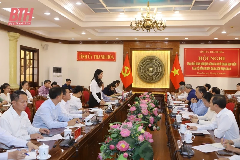 Đoàn học viên cán bộ Đảng Nhân dân cách mạng Lào trao đổi kinh nghiệm về công tác xây dựng Đảng tại Tỉnh ủy Thanh Hóa
