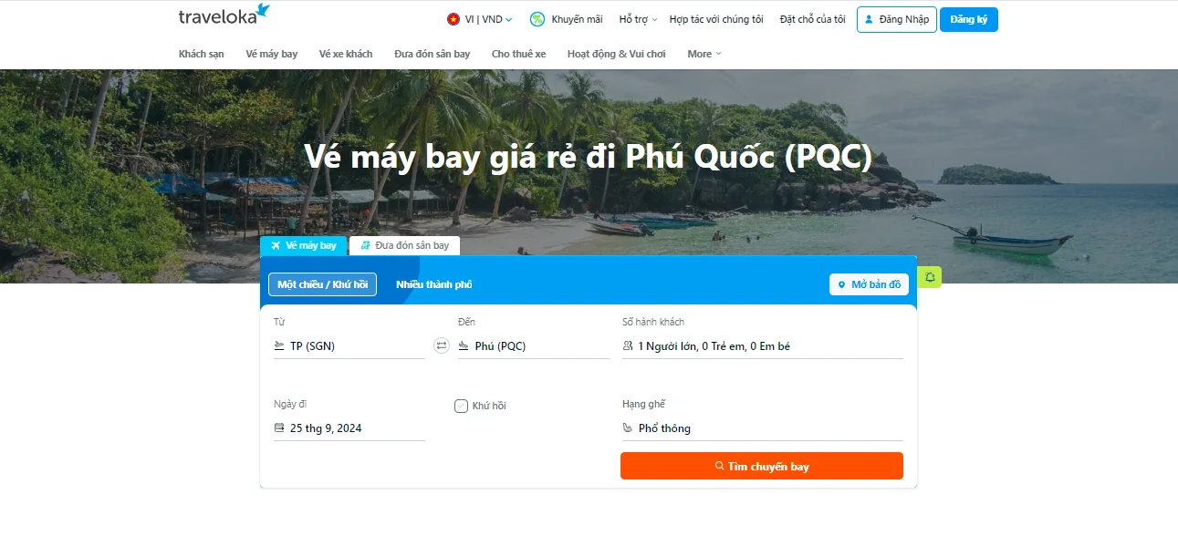Hướng dẫn săn vé máy bay đi Phú Quốc giá rẻ ngay trên Traveloka