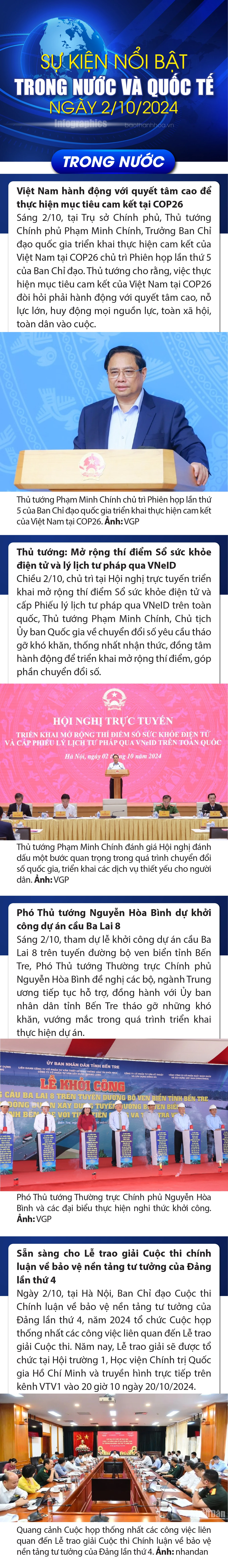 Sự kiện nổi bật trong nước, quốc tế ngày 2/10