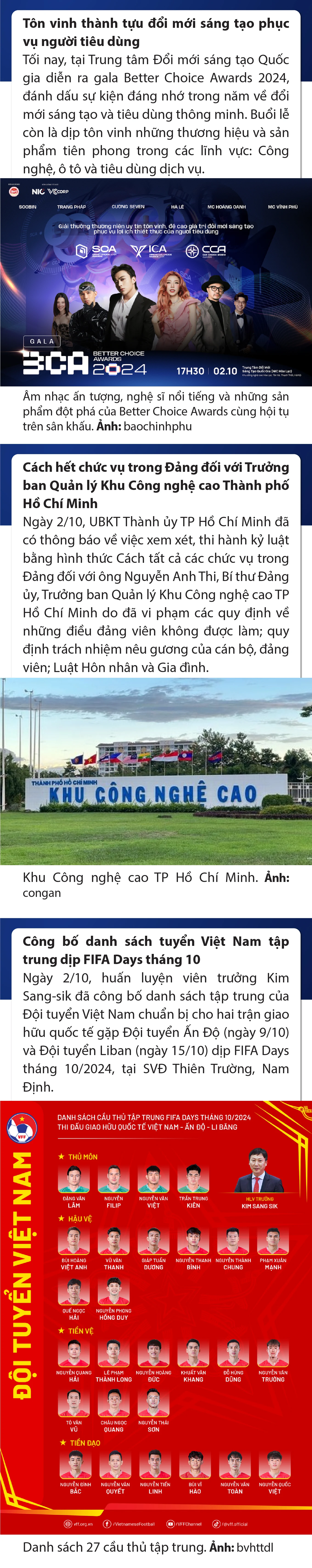 Sự kiện nổi bật trong nước, quốc tế ngày 2/10