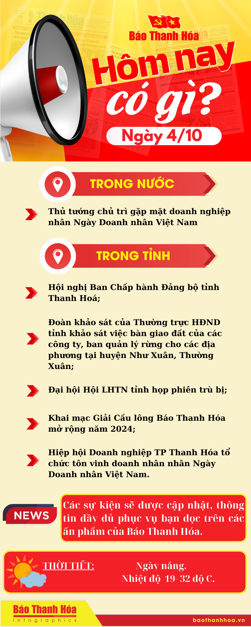 Hôm nay có gì? - Sự kiện nổi bật ngày 4/10/2024
